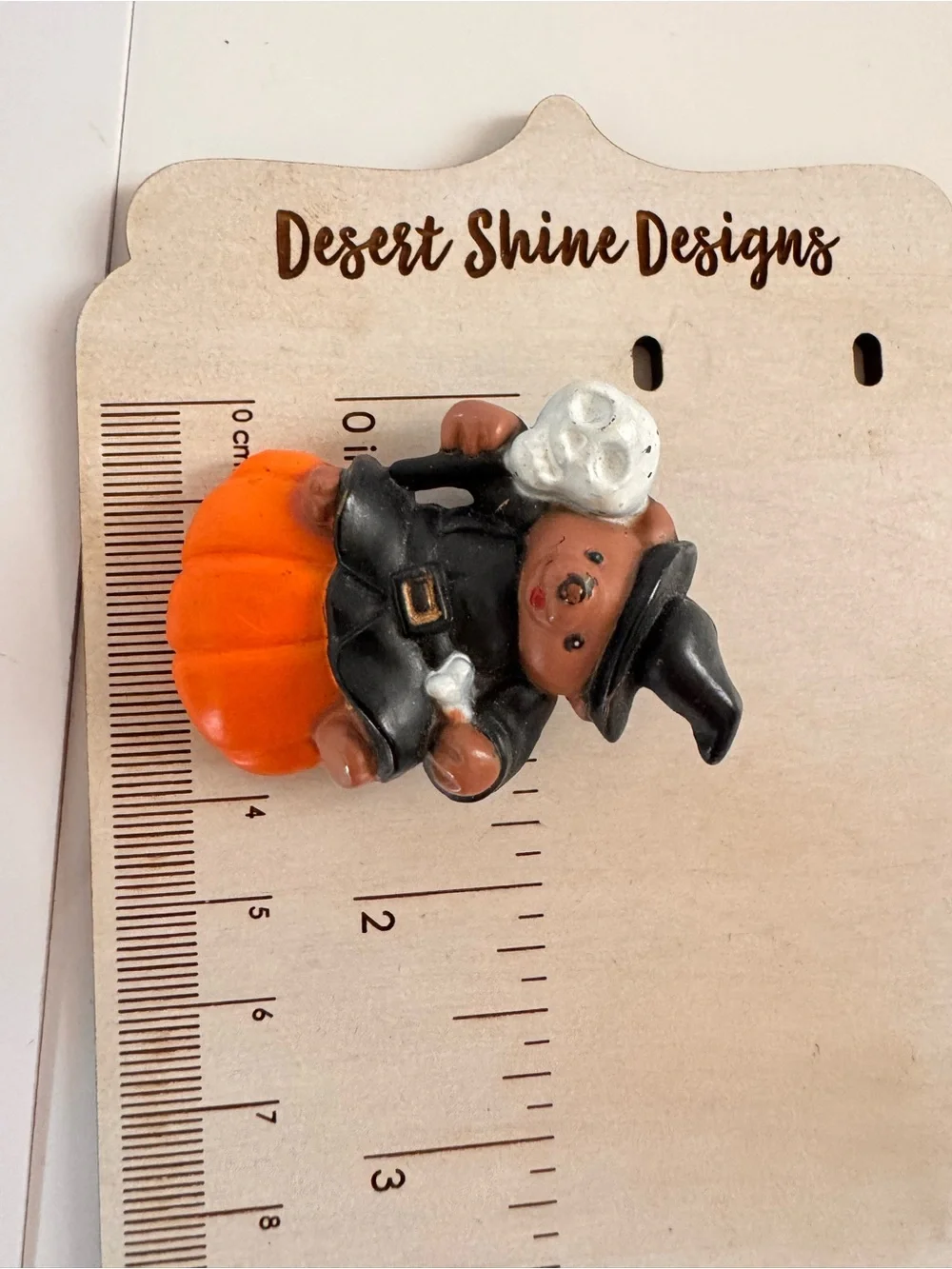 Cute Vintage Halloween Bear Brooch in Orange and Black 1980s